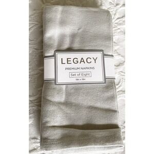 100% Cotton Legacy Premium Dinner Napkins Set of 8 19" X 19" Light Gray Classic